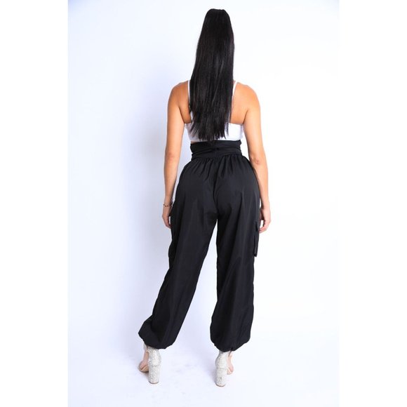 Women's Casual High Waist Cargo Pocket Drawstring Snatch Me Jogger Pants Comfy - Picture 6 of 9